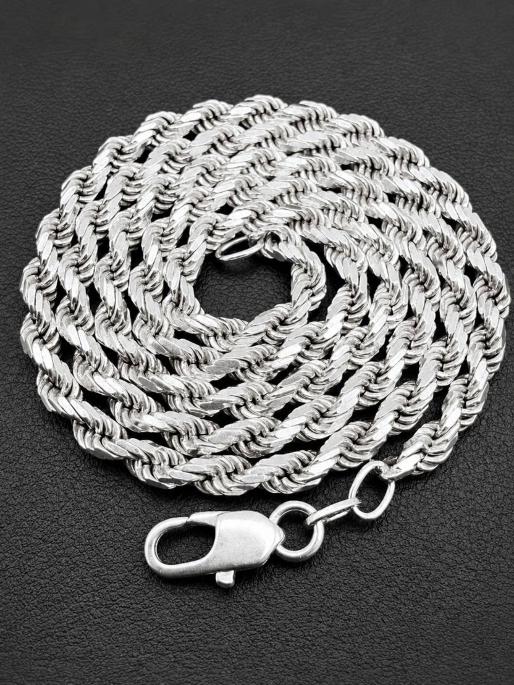 Italy 925 Sterling Silver solid Rope chain necklace 20” 4mm